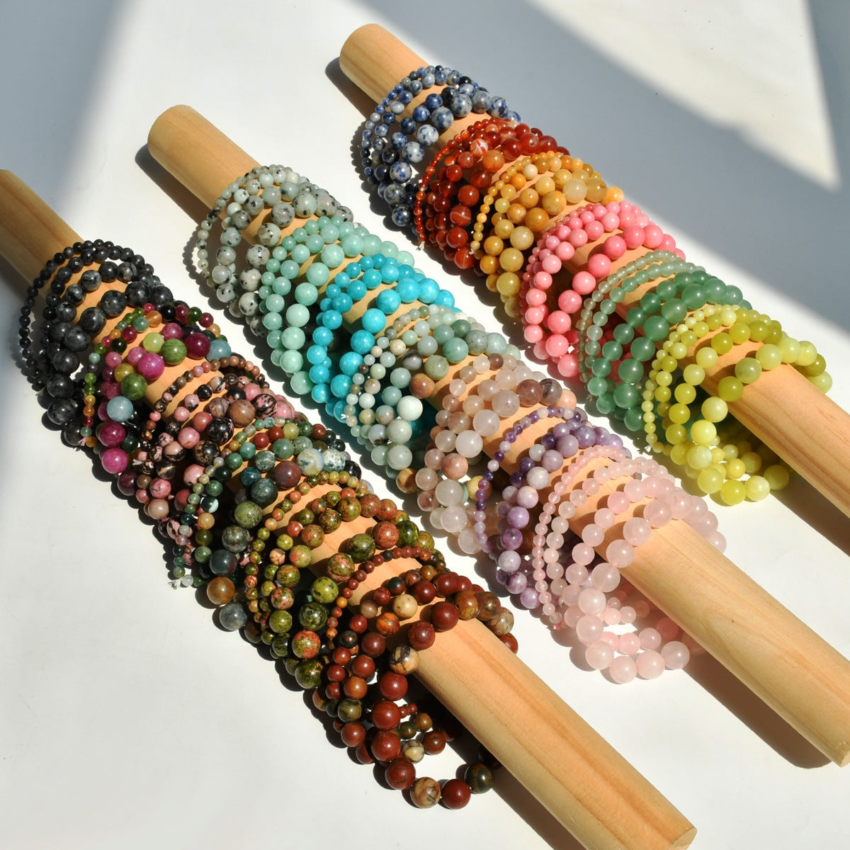 Elegant Geometric Natural Stone Beaded Bracelets for Women