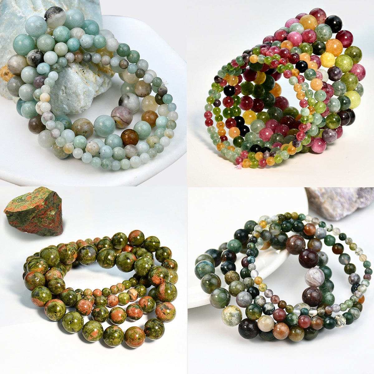 Elegant Geometric Natural Stone Beaded Bracelets for Women