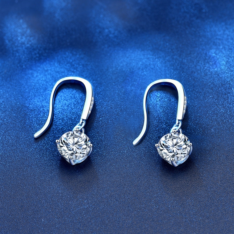 Elegant Geometric Sterling Silver Moissanite Drop Earrings