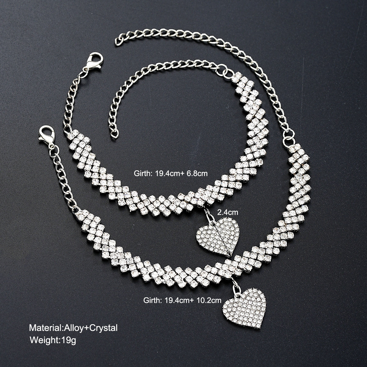 Elegant Heart Shape Rhinestone Inlay Women's Bracelet Anklet