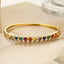 Elegant Heart-Shaped Zircon 18k Gold Plated Copper Bangle Bracelet