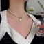 Elegant Heart Shape Imitation Pearl Alloy Necklace with Clasp Chain