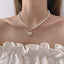 Elegant Heart Shape Imitation Pearl Alloy Necklace with Clasp Chain