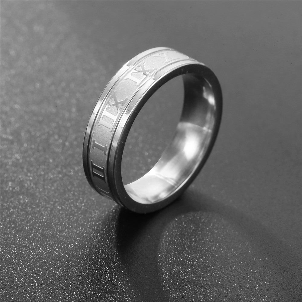 Elegant Roman Numeral Stainless Steel 14K Gold Plated Men's Ring