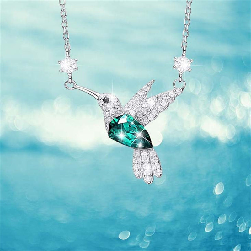 Elegant Hummingbird Zircon Inlay Women's Pendant Necklace