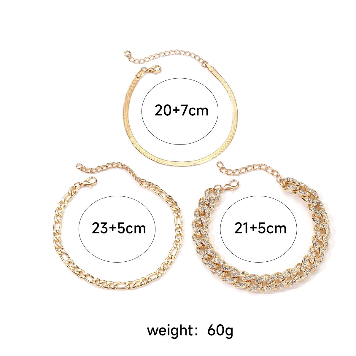 Elegant Geometric Multi-Layer Cuban Chain Anklet for Women