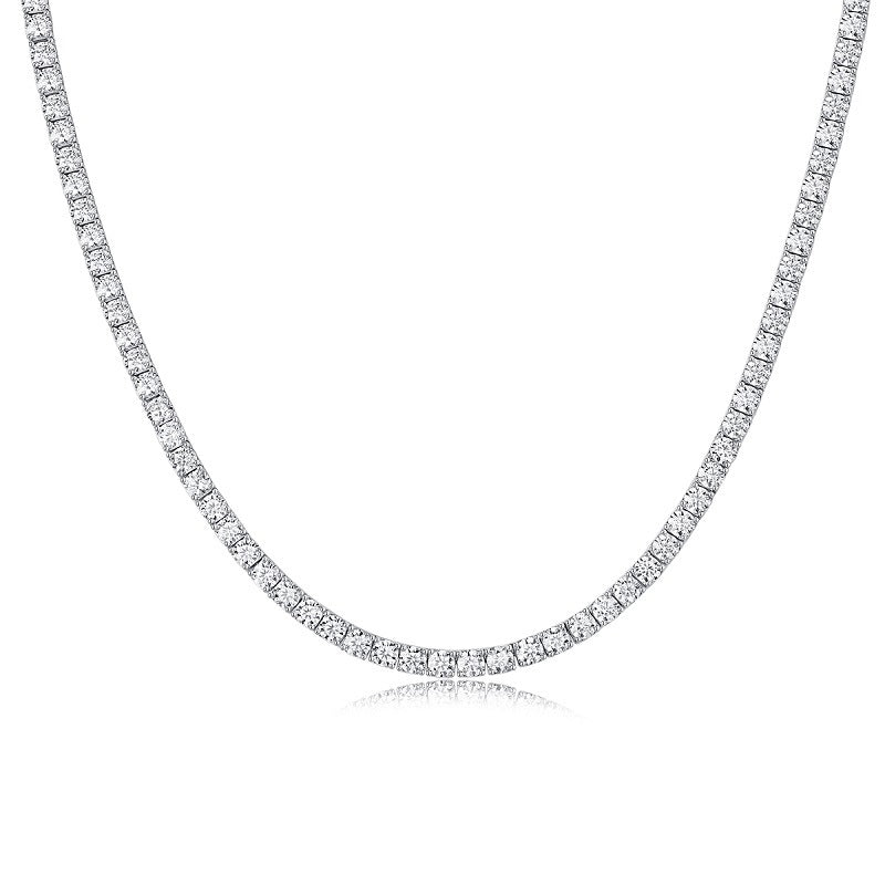 Elegant Geometric Sterling Silver Moissanite Tennis Necklace