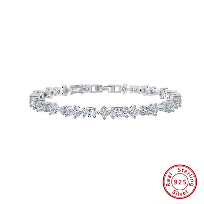 Elegant Geometric S925 Sterling Silver Zircon Tennis Bracelet