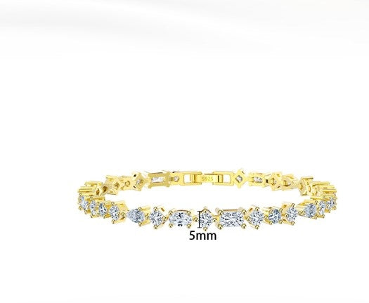 Elegant Geometric S925 Sterling Silver Zircon Tennis Bracelet