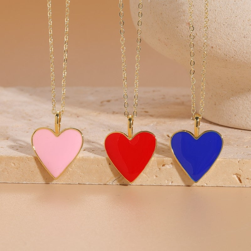 Elegant Heart Shape 14k Gold Plated Brass Pendant Necklace