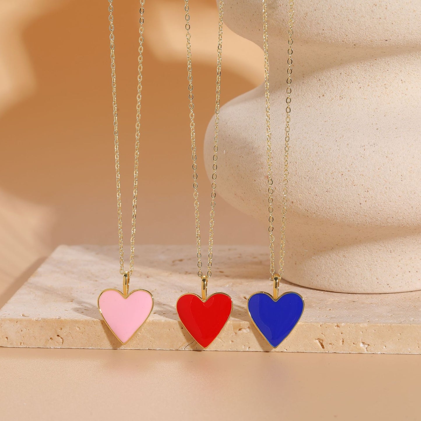 Elegant Heart Shape 14k Gold Plated Brass Pendant Necklace