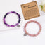 Elegant Heart Shape Natural Stone Pink Crystal Bracelet with Peach Heart Pendant for Women