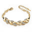 Elegant Leaf Zircon Inlay Adjustable Gold Bracelet for Women