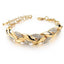 Elegant Leaf Zircon Inlay Adjustable Gold Bracelet for Women