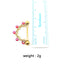 Elegant Geometric Gold Plated Nipple Ring with Red Floral Glass Rhinestones