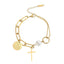 Elegant Streetwear Cross Stainless Steel Pearl Chain Bracelet