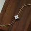 Elegant Four-Leaf Clover Zircon Inlay 14k Gold Plated Sterling Silver Bracelet