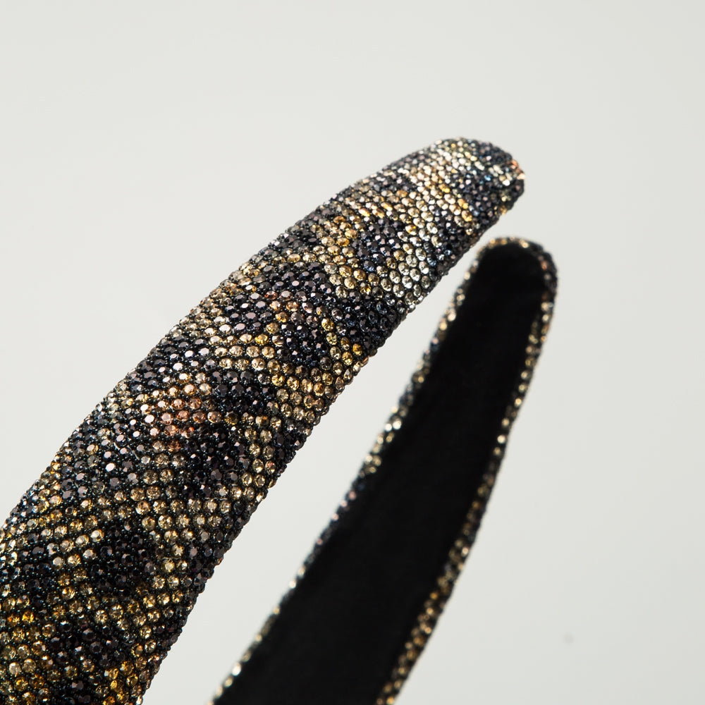 Elegant Rhinestone Leopard Print Padded Hairband