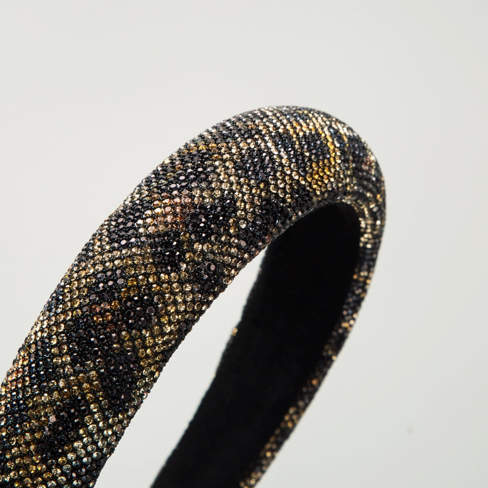 Elegant Rhinestone Leopard Print Padded Hairband