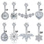 Elegant Luxurious Animal Snowflake Stainless Steel Copper Plating Hollow Out Inlay Zircon White Gold Plated Belly Ring