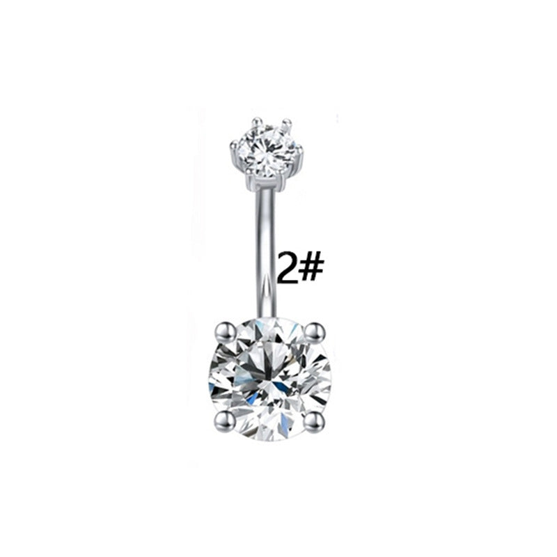 Elegant Luxurious Animal Snowflake Stainless Steel Copper Plating Hollow Out Inlay Zircon White Gold Plated Belly Ring