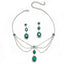 Elegant Luxurious Silver Plated Rhinestone Jewelry Set with Emerald Zirconia Necklace and Earrings