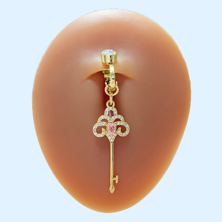 Elegant Heart Shape Zircon Inlay Gold Plated Belly Button Ring and Clip