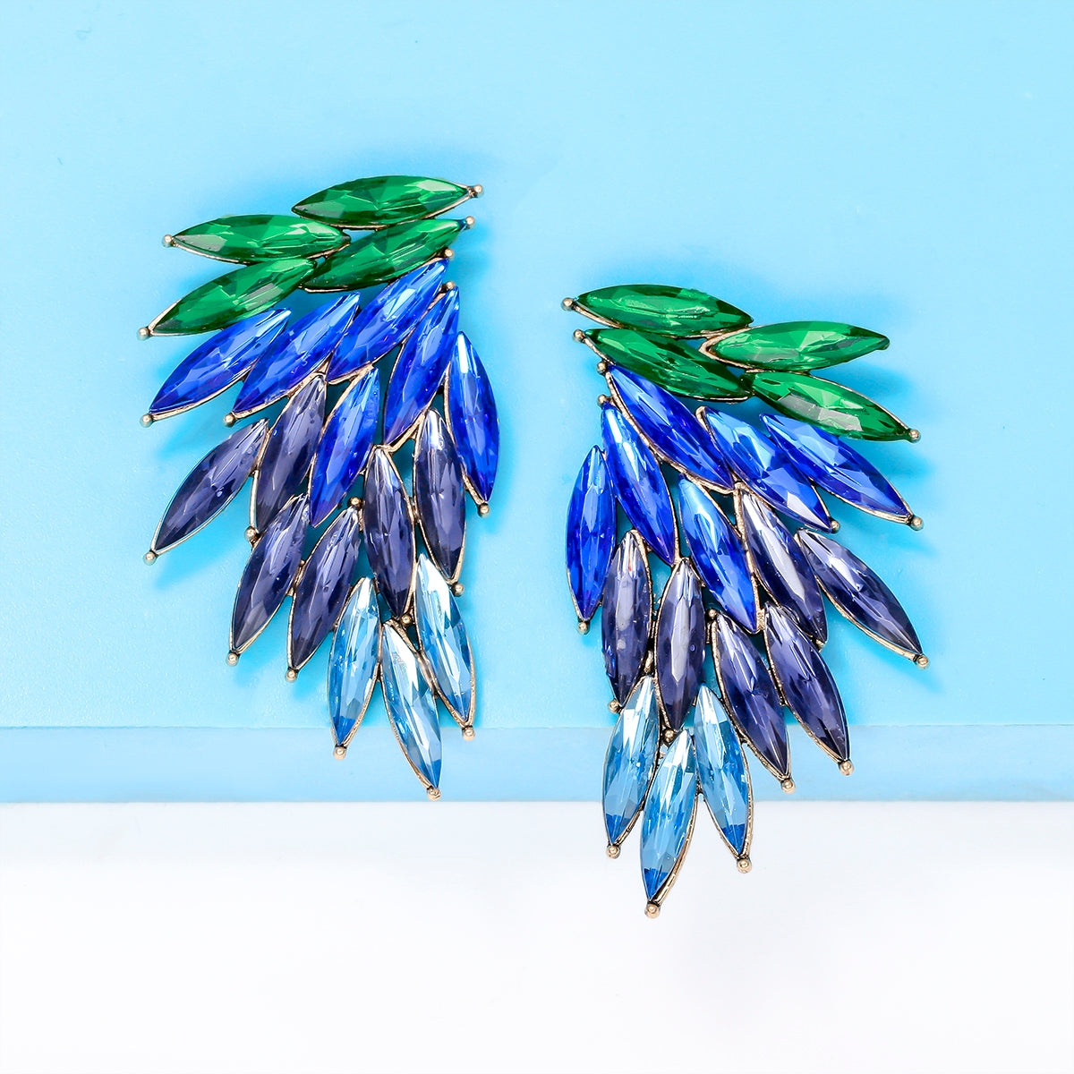 Elegant Feather Wings Alloy Inlay Glass Stone Women's Earrings