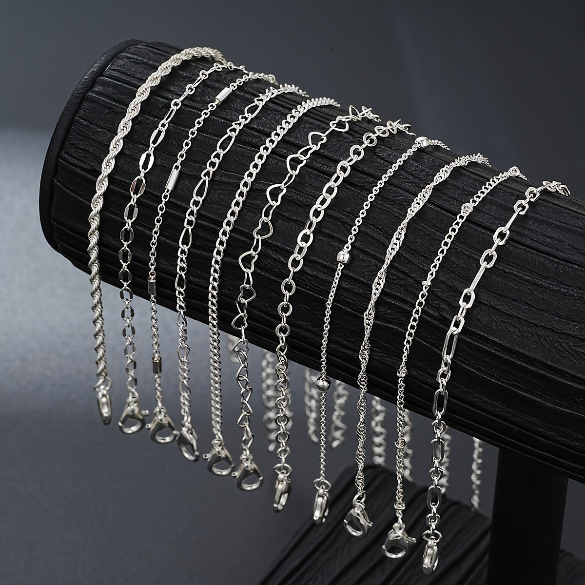 Elegant Luxurious Alloy Bracelets Set - European Hollow Love Twist Chain Design