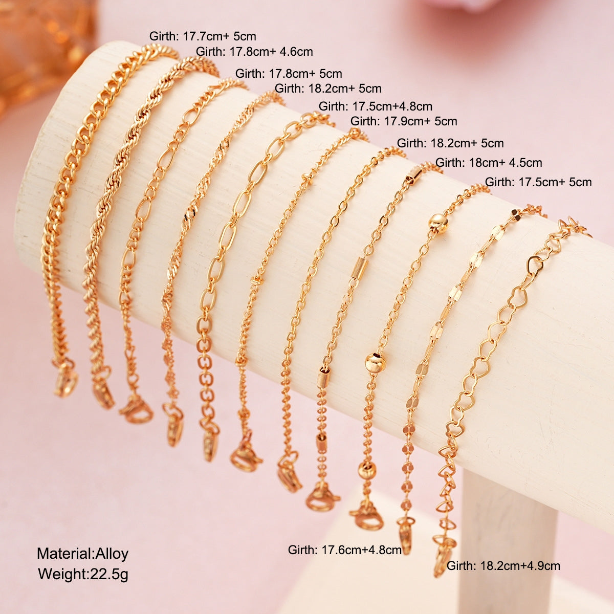 Elegant Luxurious Alloy Bracelets Set - European Hollow Love Twist Chain Design