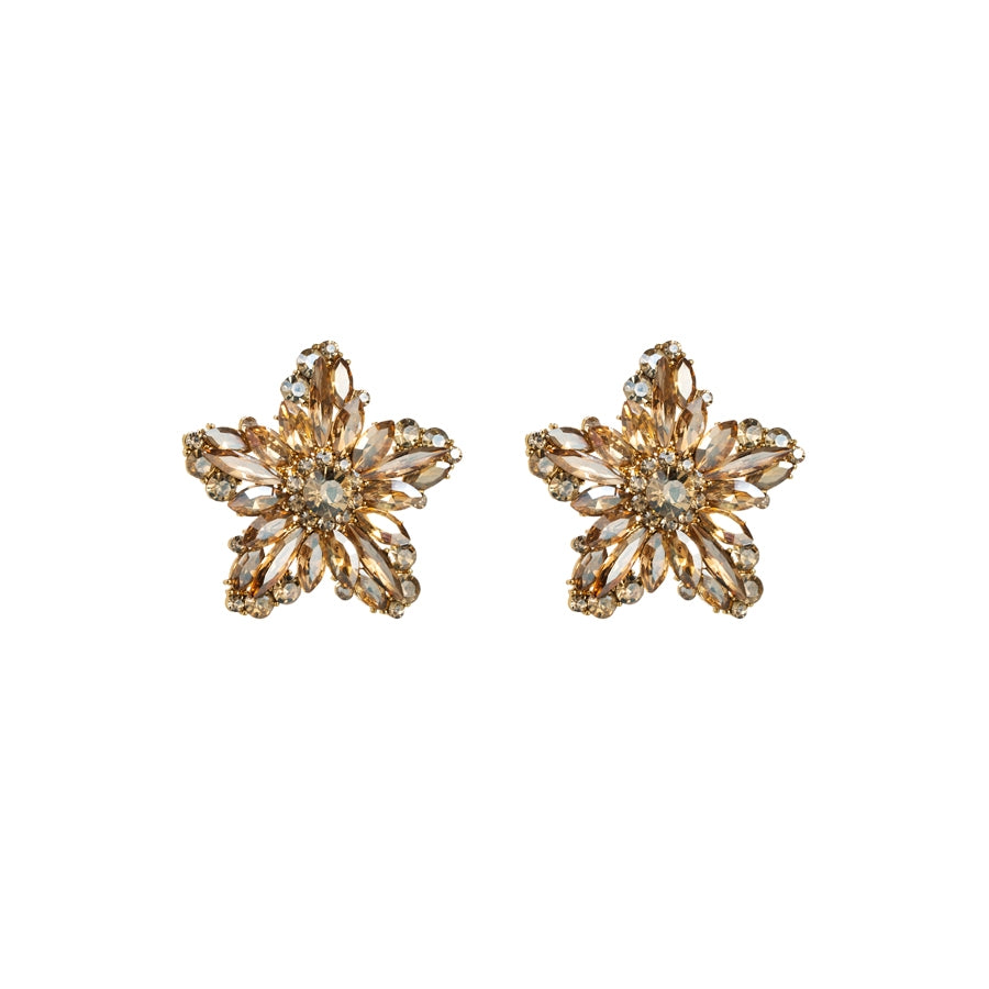 Elegant Gold Plated Pentagram Zircon Stud Earrings for Women