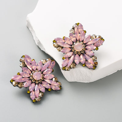 Elegant Gold Plated Pentagram Zircon Stud Earrings for Women