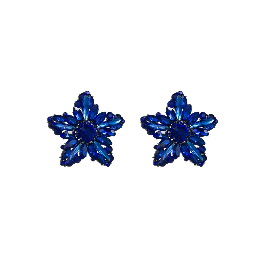 Elegant Gold Plated Pentagram Zircon Stud Earrings for Women