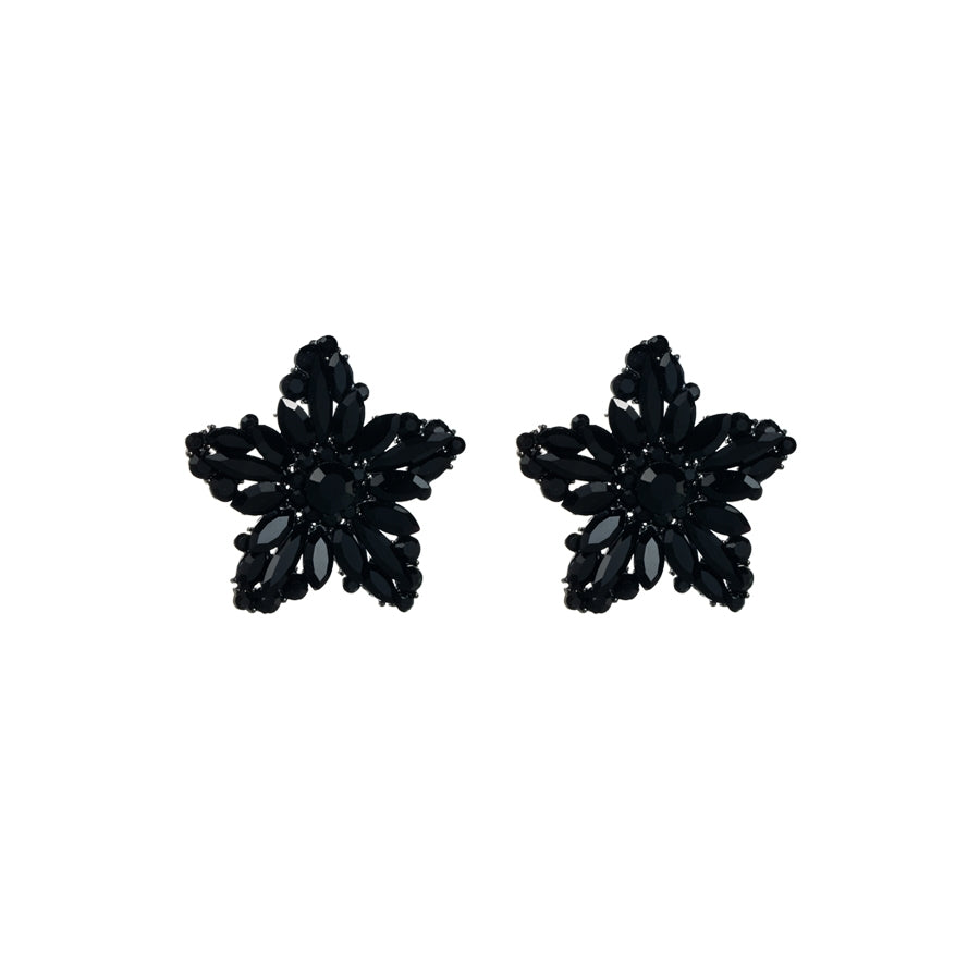 Elegant Gold Plated Pentagram Zircon Stud Earrings for Women