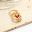 Elegant Heart Shape Zircon Inlay Gold Adjustable Women's Ring Set