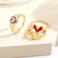 Elegant Heart Shape Zircon Inlay Gold Adjustable Women's Ring Set