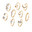 Elegant Moon and Heart Shape Alloy Rings Set with Inlaid Artificial Diamonds for Women