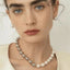 Elegant Geometric Glass Pearl Beaded Necklace with Magnetic Clasp