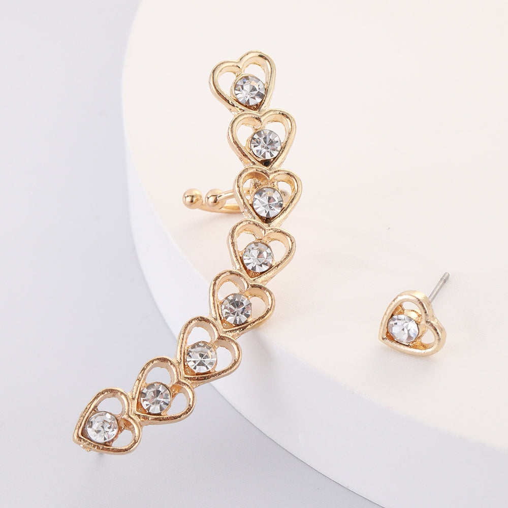 Elegant Heart Shaped Zircon Inlay Women's Ear Clips and Studs