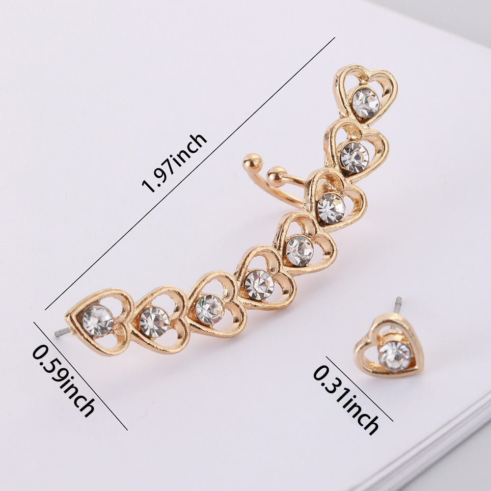 Elegant Heart Shaped Zircon Inlay Women's Ear Clips and Studs