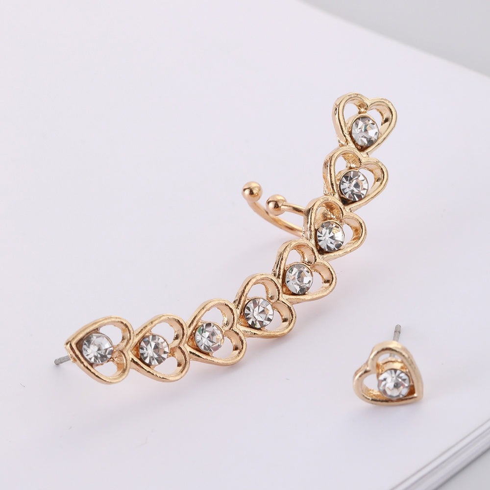 Elegant Heart Shaped Zircon Inlay Women's Ear Clips and Studs