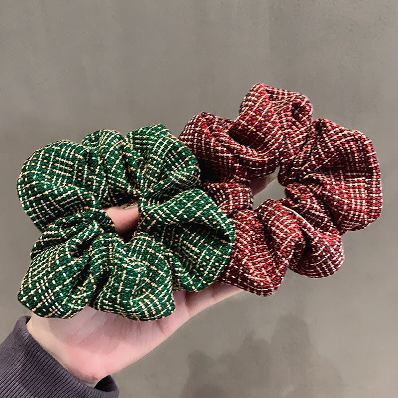 Elegant Houndstooth Plaid Hair Tie for Ponytail