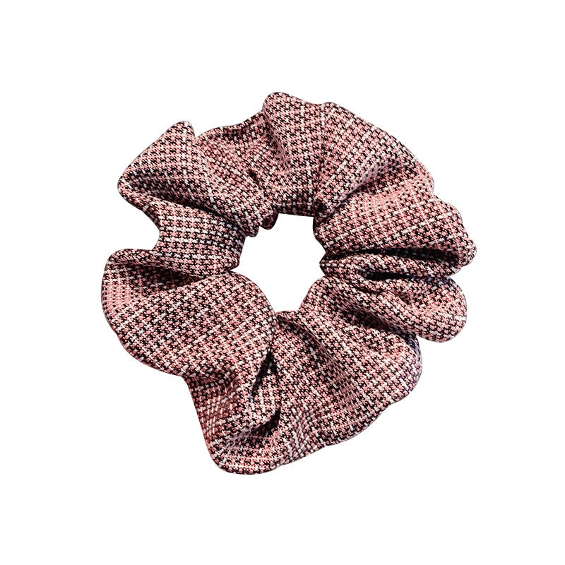 Elegant Houndstooth Plaid Hair Tie for Ponytail