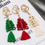 Elegant Retro Christmas Tree Cotton Keychain Pendant with Handmade Tassel Decor