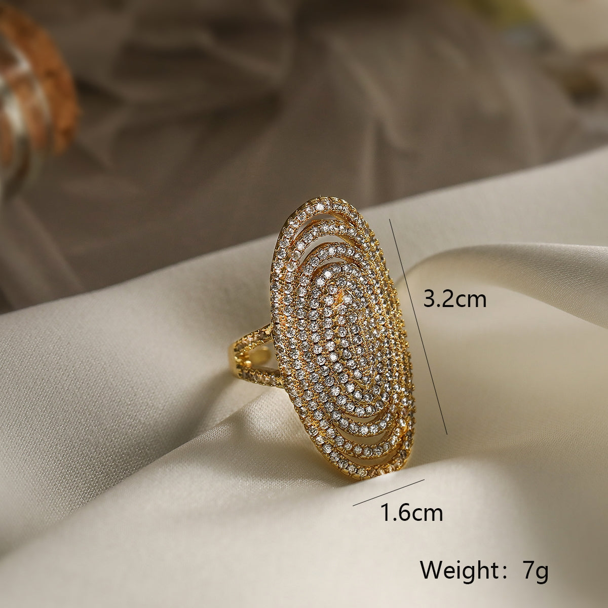 Elegant Geometric Zircon 18k Gold Plated Open Ring