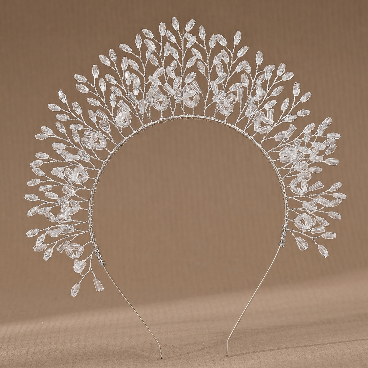 Elegant French Style Geometric Crystal Beaded Bridal Hairband