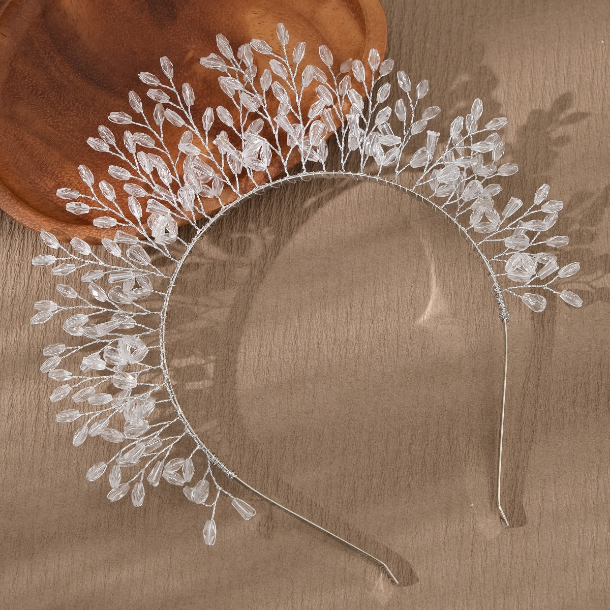 Elegant French Style Geometric Crystal Beaded Bridal Hairband