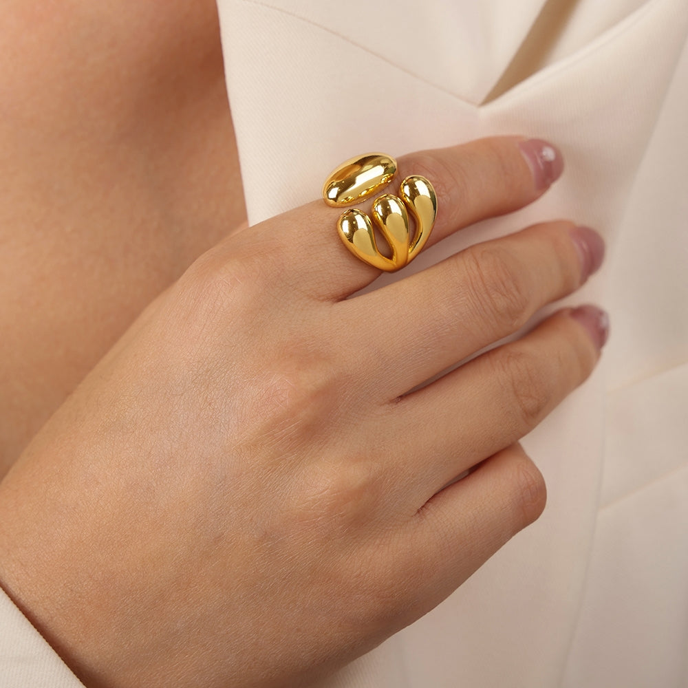 Elegant Geometric 18K Gold Plated Open Copper Ring