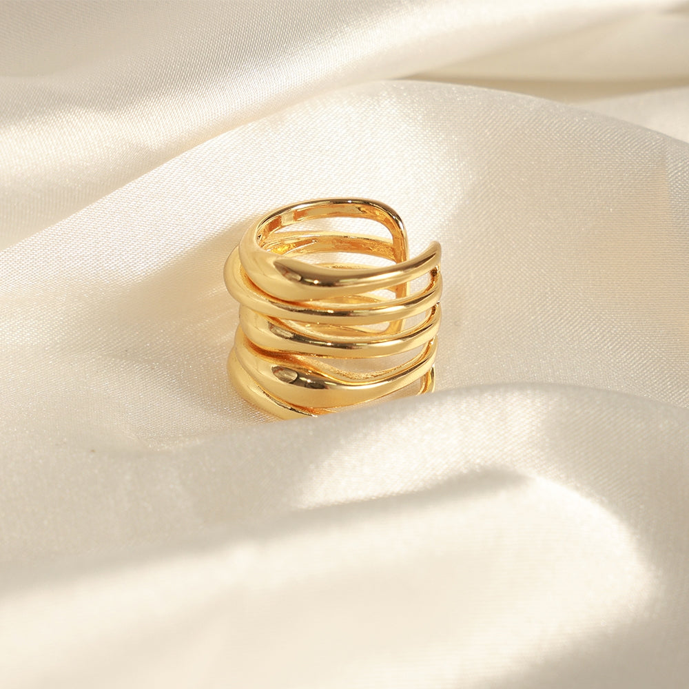 Elegant Geometric 18K Gold Plated Open Copper Ring