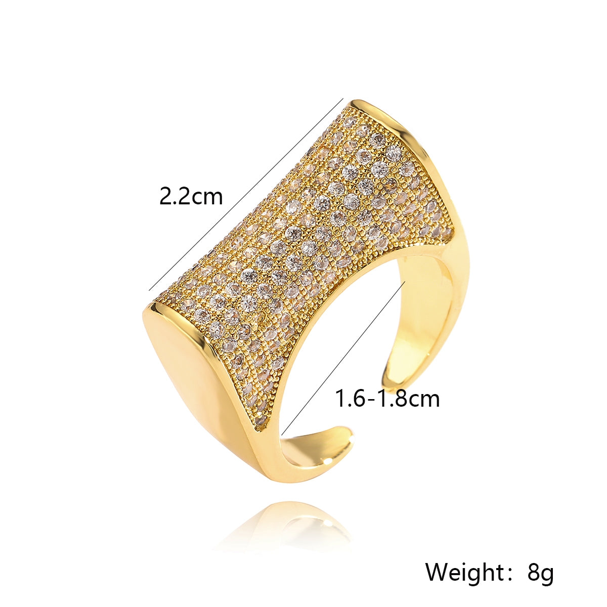 Elegant Retro Geometric 18k Gold Plated Zircon Open Ring